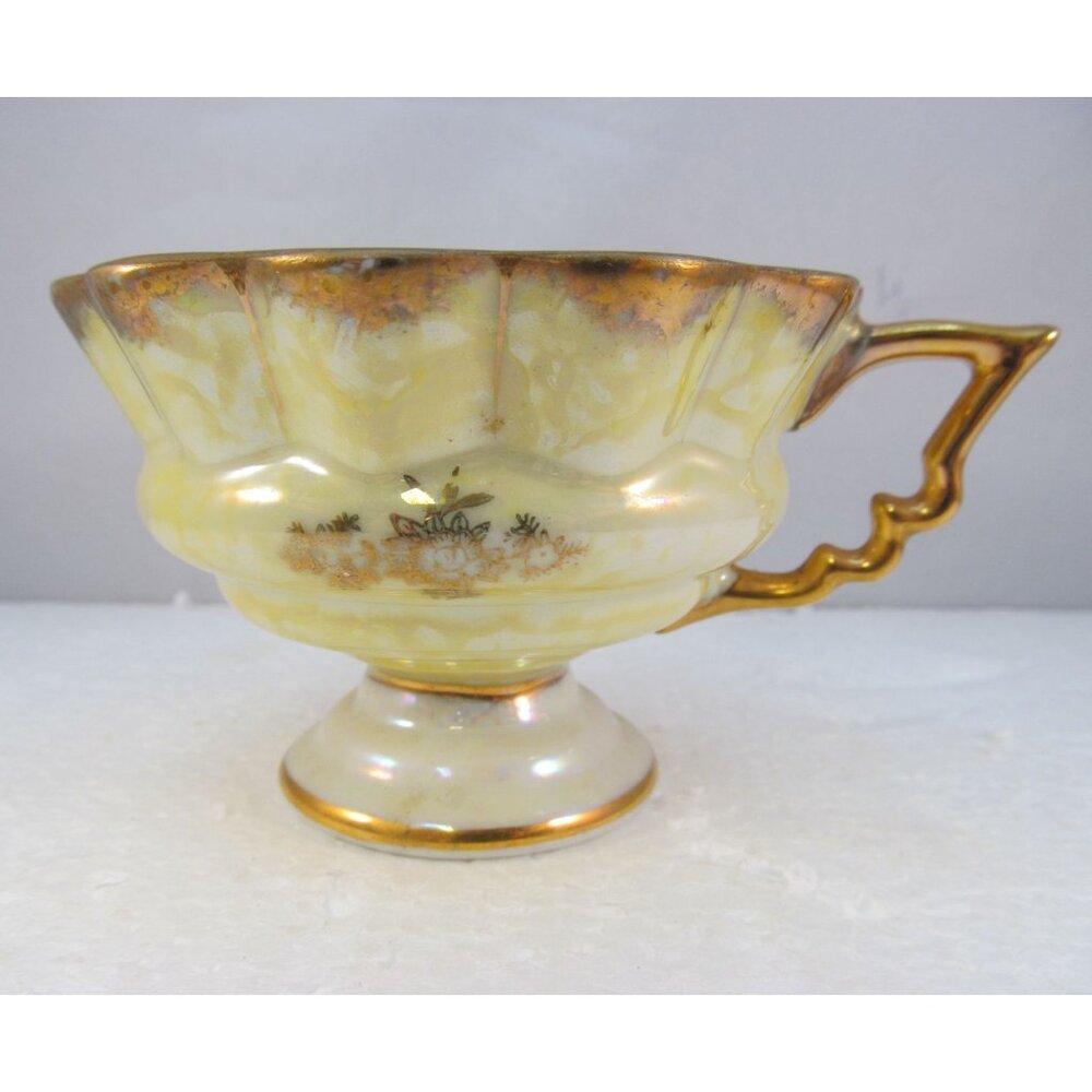 Vintage Fan Crest Iridescent Lusterware Fine China Teacup Made in Japan